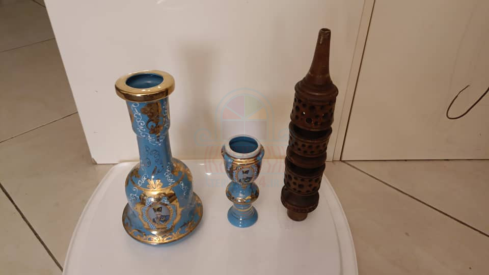 قلیان یا قلیون قدیمی شاه عباس، اب طلا صنایع دستی